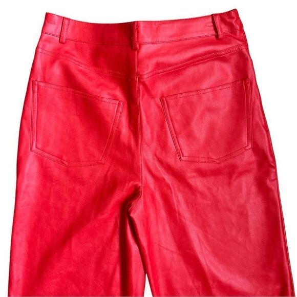 URBAN OUTFITTERS High & Wide Women’s Red Wide Leg Faux Leather Pants Size 28 - Picture 4 of 10
